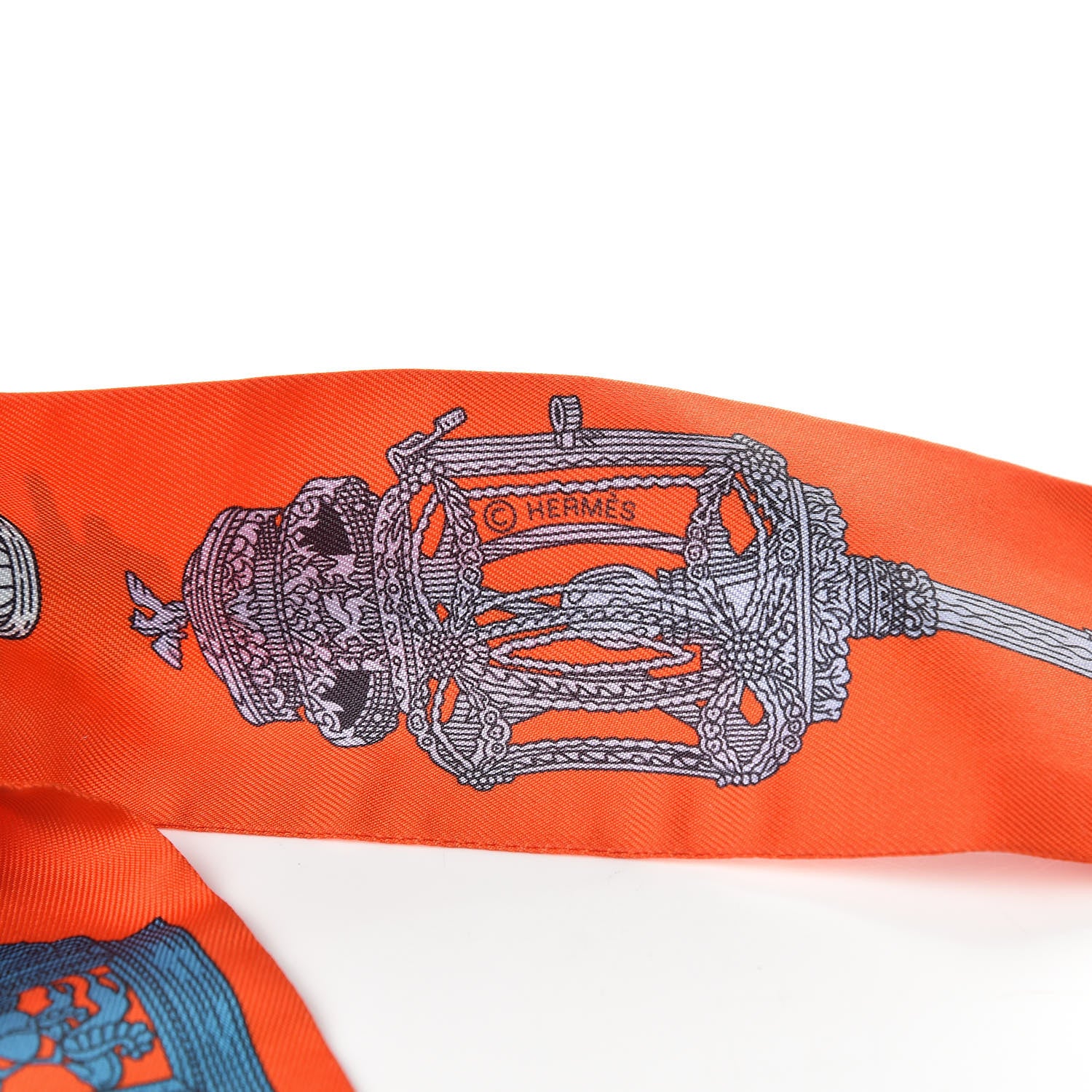 Hermes Silk Merveilleuses Lanternes Twilly Orange Cobalt Gris Bleuete 5 of 5