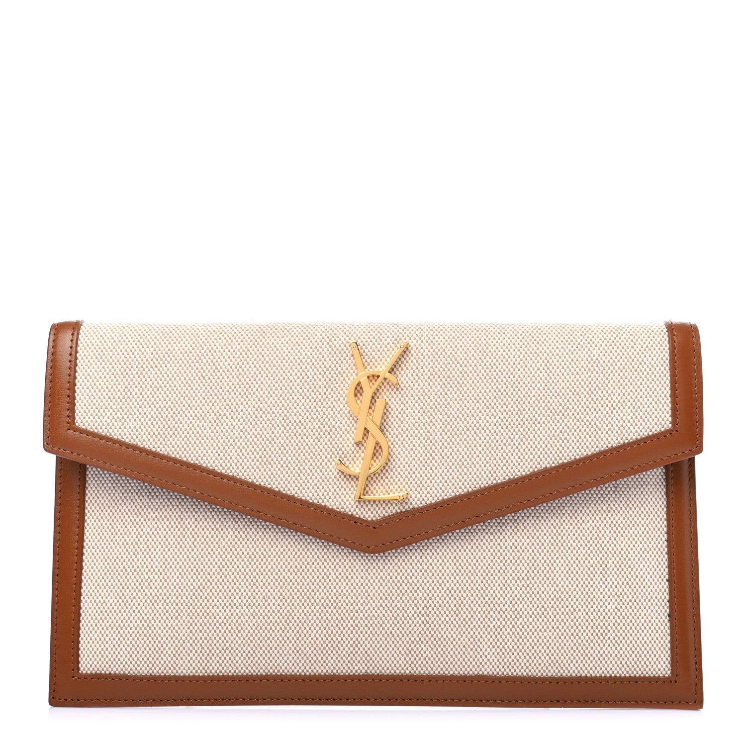 Saint Laurent Canvas Uptown Pouch Natural Beige Brick 1 of 6