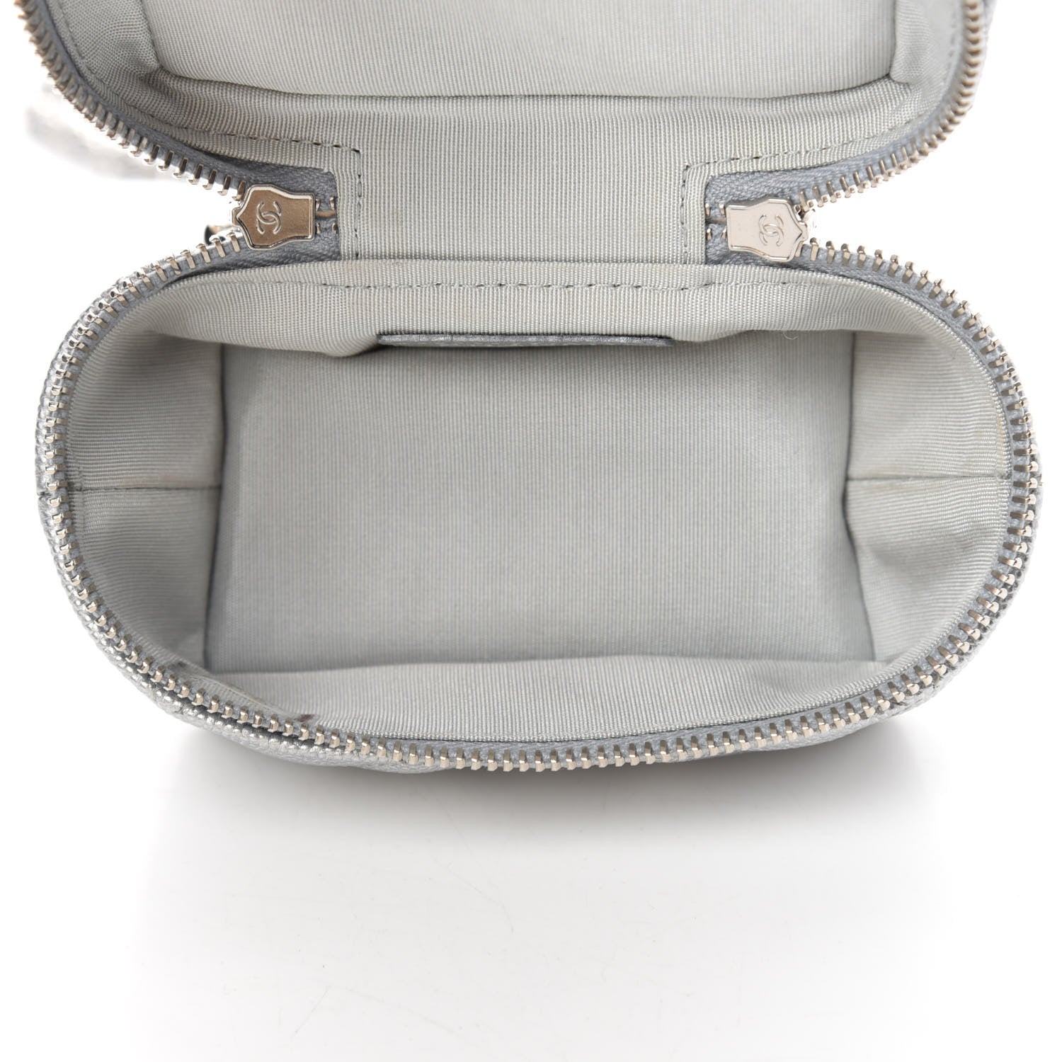 Chanel Metallic Caviar Quilted Mini Top Handle Vanity With Chain Silver 5 of 11