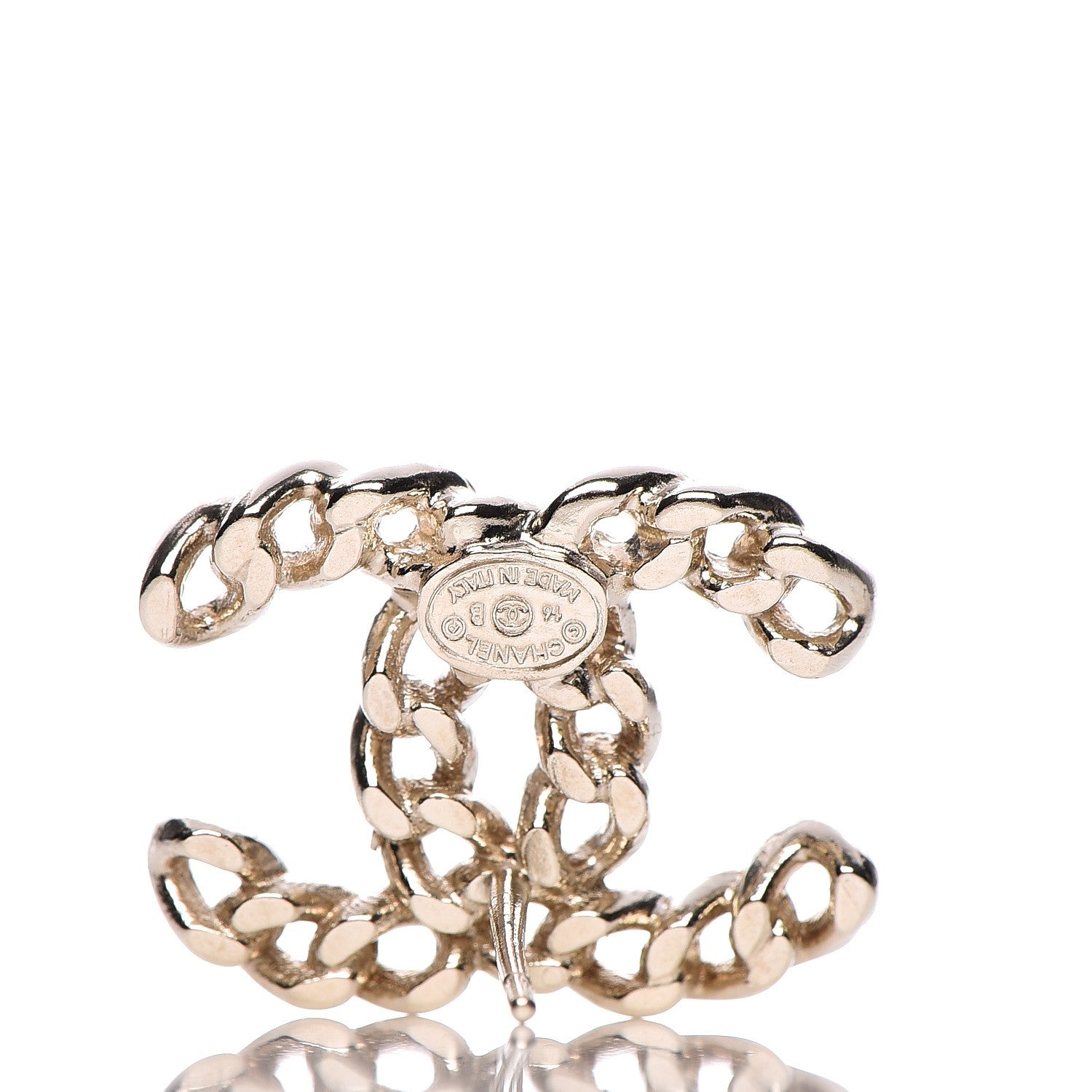 Chanel CC Chain Link Earrings Light Gold 3 of 4