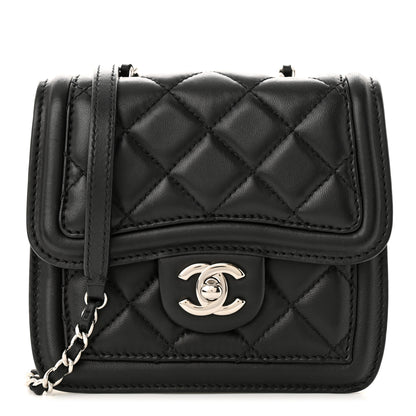 Chanel Lambskin Quilted Mini Graphic Flap Bag Black White 1 of 10