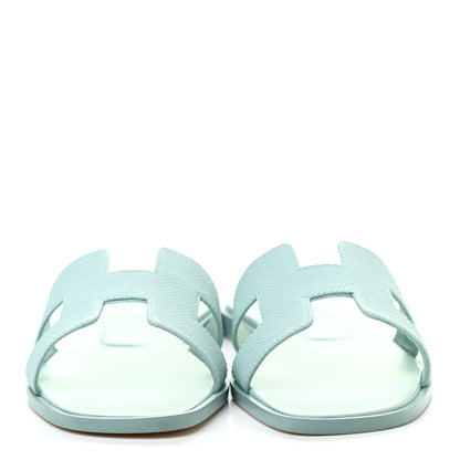 Hermes Epsom Oran Sandals 37 Vert Embrun 2 of 9