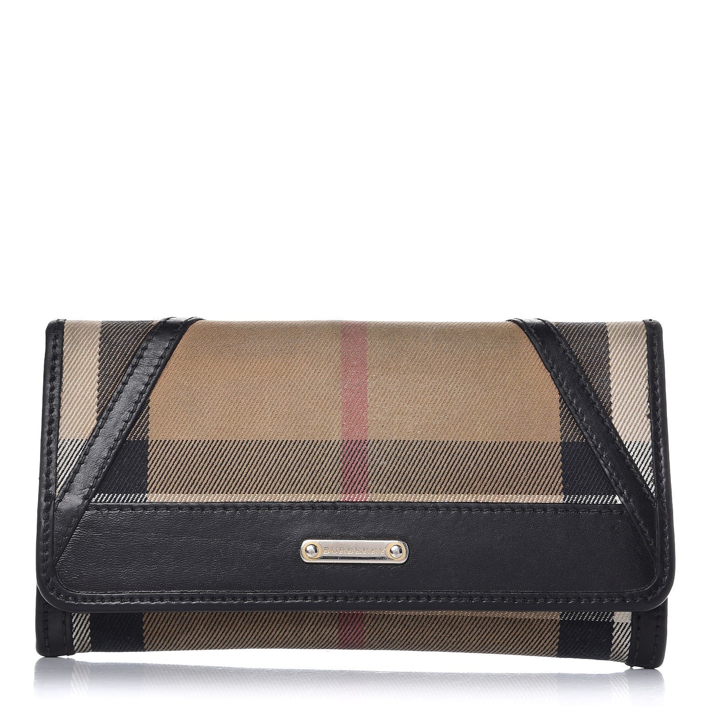 House Check Bridle Calfskin Penrose Continental Wallet Black