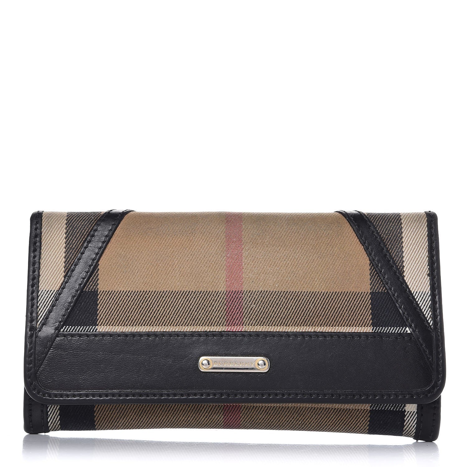 Burberry House Check Bridle Calfskin Penrose Continental Wallet Black 1 of 12
