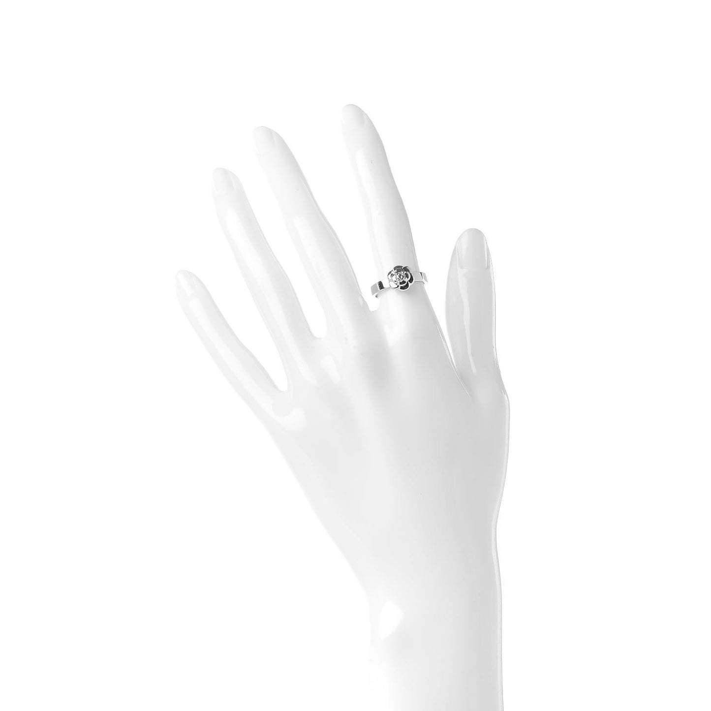 18K White Gold Diamond Camellia Ring 50 5.5