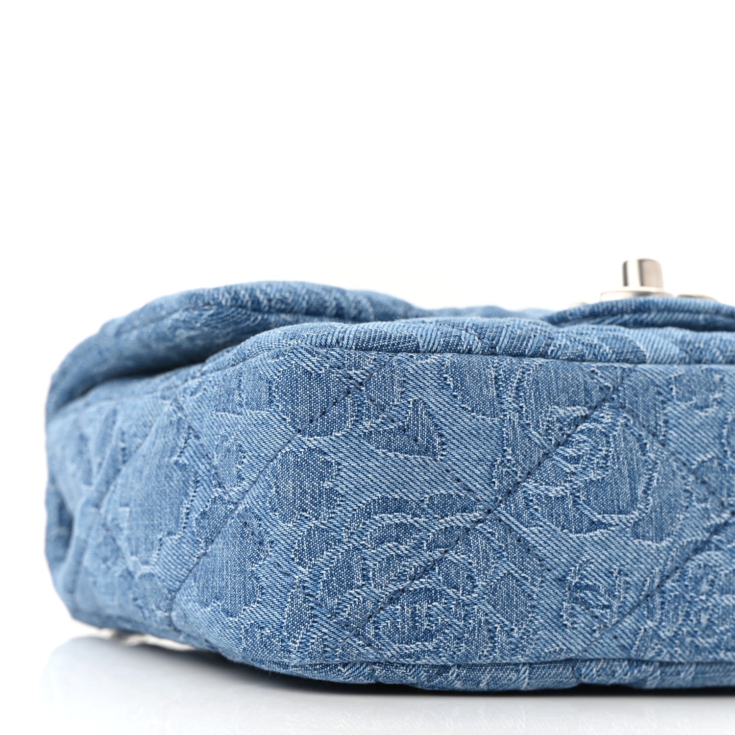 Chanel Denim Quilted Camellia Sweetheart Mini Flap Blue 8 of 10