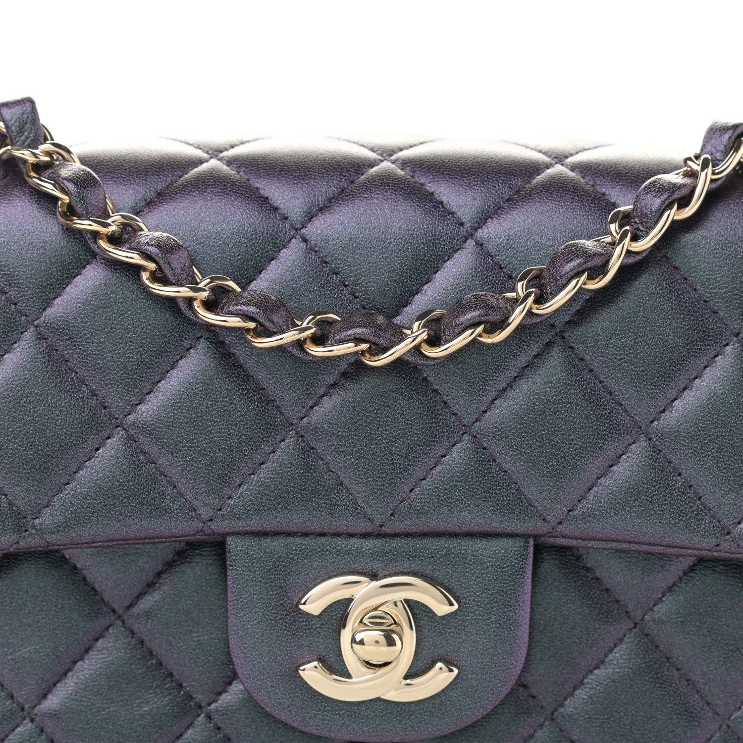 Chanel Iridescent Lambskin Quilted Mini Rectangular Flap Black 8 of 8