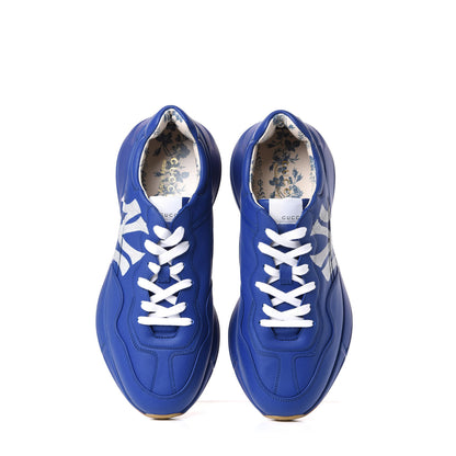 Gucci X MLB Calfskin NY Yankees Mens Rhyton Sneakers 11.5 Electric Blue 5 of 11