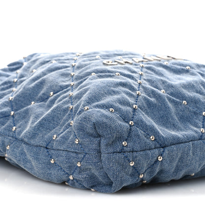 Chanel Washed Denim Quilted Studded Small Chanel 22 Blue 10 of 11
