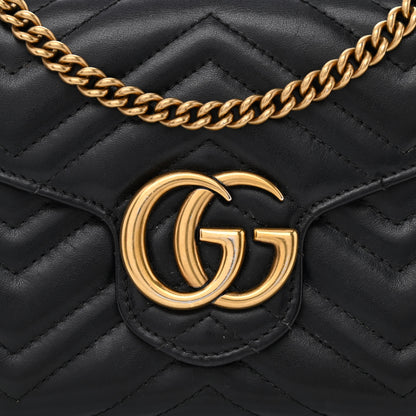 Gucci Calfskin Matelasse GG Marmont Chain Wallet Black 8 of 13