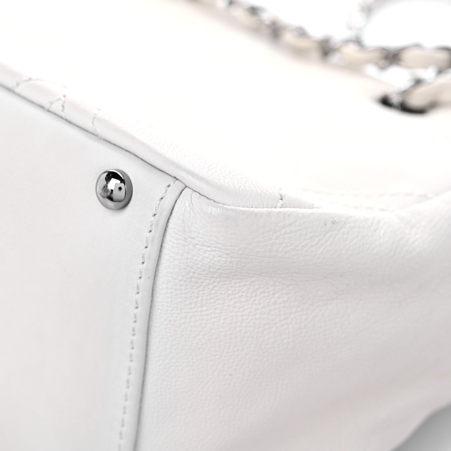 Calfskin Small Diamond Stitch Tote White
