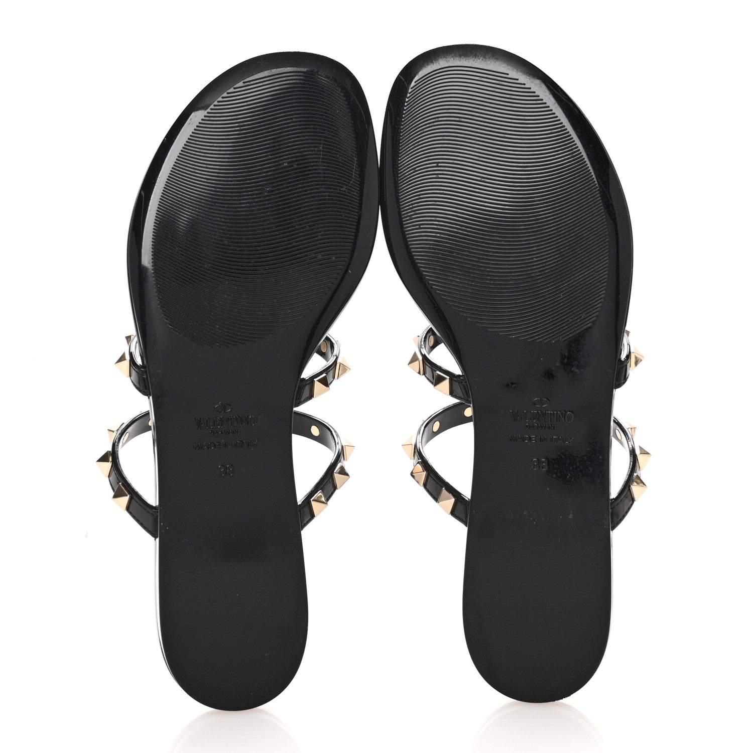 Valentino Garavani PVC Jelly Rockstud Caged Flat Thong Sandals 38 Black 6 of 8