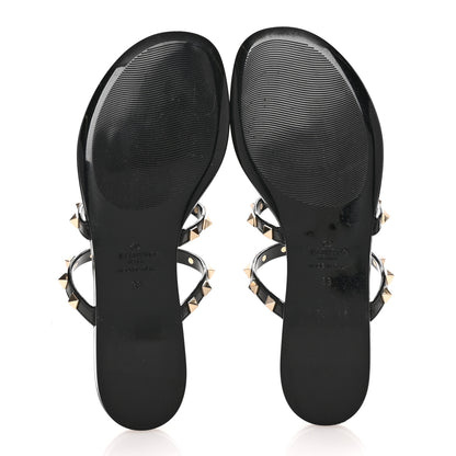 Valentino Garavani PVC Jelly Rockstud Caged Flat Thong Sandals 38 Black 6 of 8