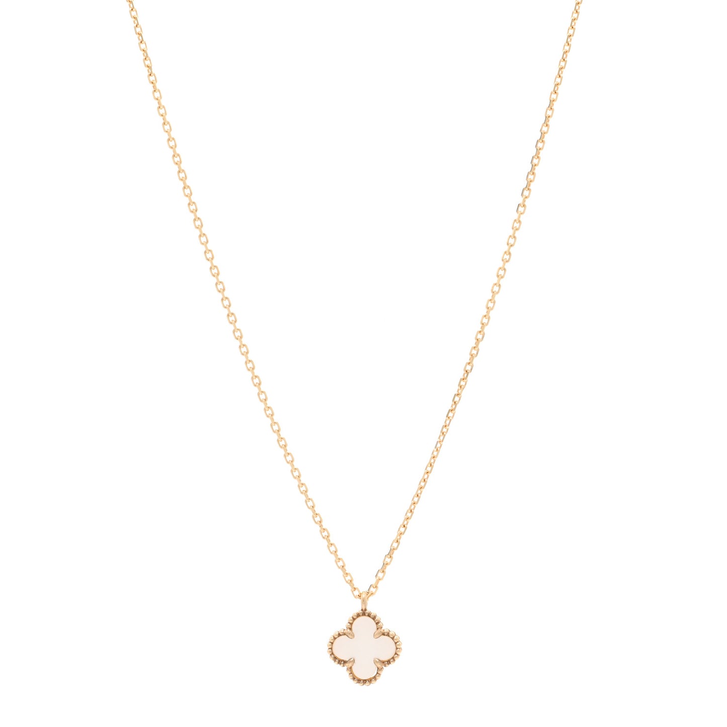 18K Yellow Gold Mother of Pearl Sweet Alhambra Pendant Necklace