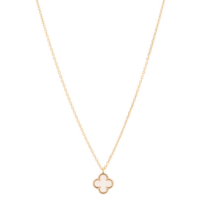 Van Cleef & Arpels 18K Yellow Gold Mother of Pearl Sweet Alhambra Pendant Necklace 1 of 6