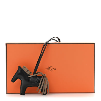 Hermes Milo Lambskin Grigri Rodeo Horse Bag Charm PM Black Etoupe 5 of 5