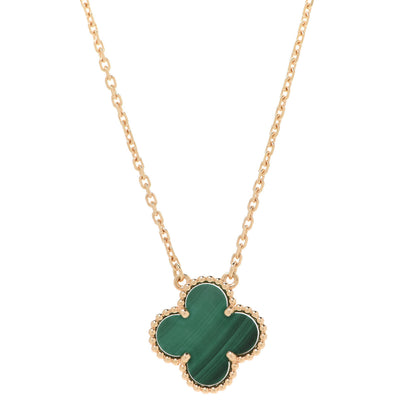 Van Cleef & Arpels 18K Yellow Gold Malachite Vintage Alhambra Pendant Necklace 4 of 8