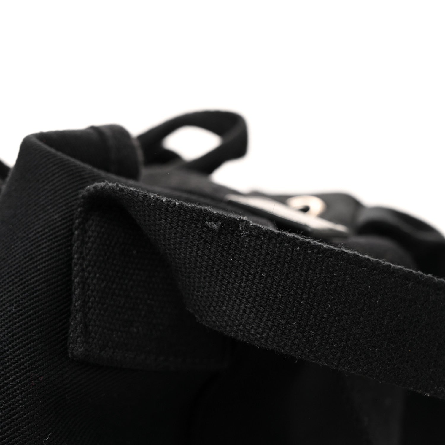 Saint Laurent Canvas Rive Gauche Drawstring Backpack Black White 11 of 15