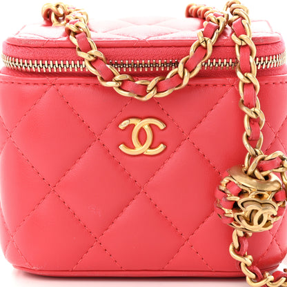 Chanel Lambskin Quilted Pearl Crush Mini Vanity Case With Chain Dark Pink 8 of 12