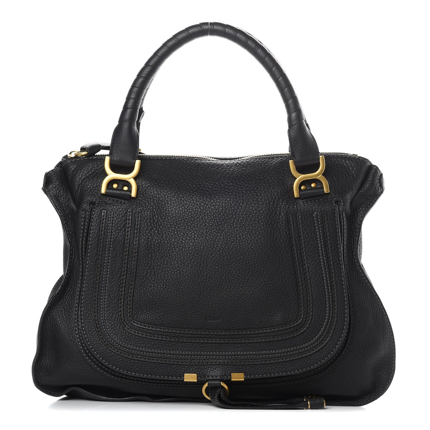 Calfskin Large Marcie Satchel Black