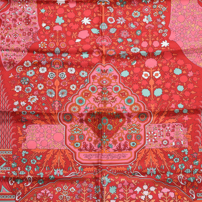 Hermes Silk Twill Tapis Persans Giant Plume Scarf 140 Framboise Turquoise Orange 6 of 10