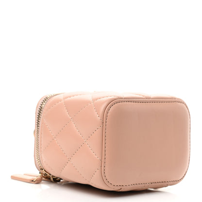 Chanel Lambskin Quilted Top Handle Mini Vanity Case With Chain Beige 4 of 10
