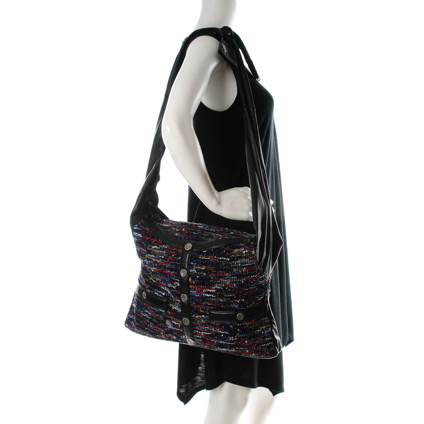 Tweed Lambskin Large Girl Bag Multicolor Black