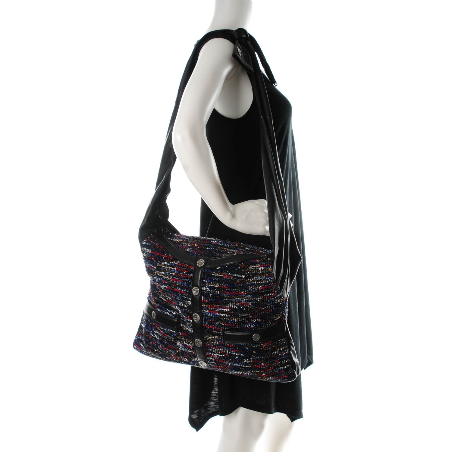 Chanel Tweed Lambskin Large Girl Bag Multicolor Black 2 of 7