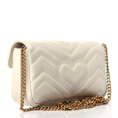 Gucci Calfskin Matelasse Super Mini GG Marmont Shoulder Bag White 3 of 13