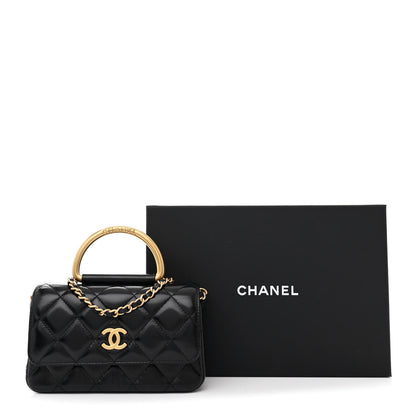 Chanel Shiny Lambskin Quilted Top Handle Flap Black 11 of 11