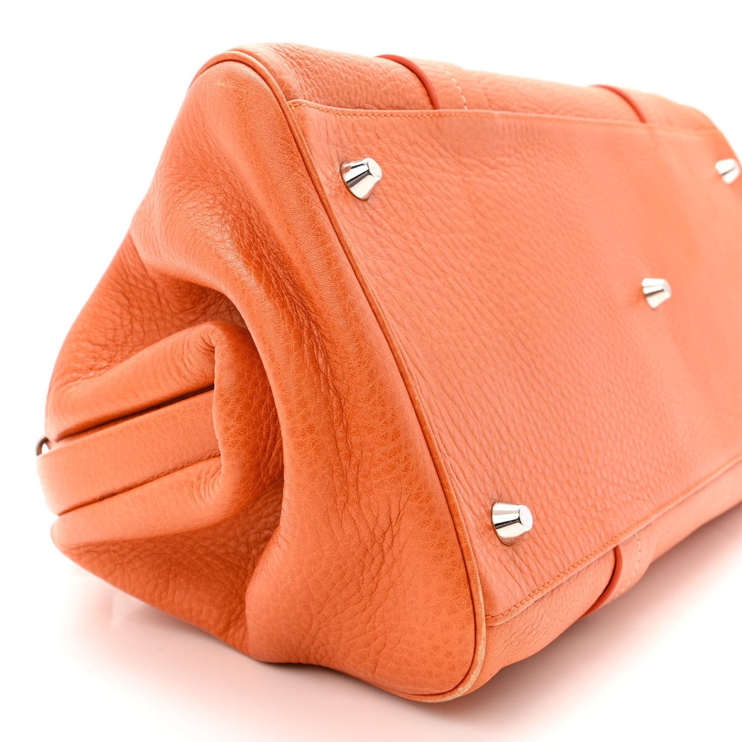 Grained Calfskin Frame Satchel Orange