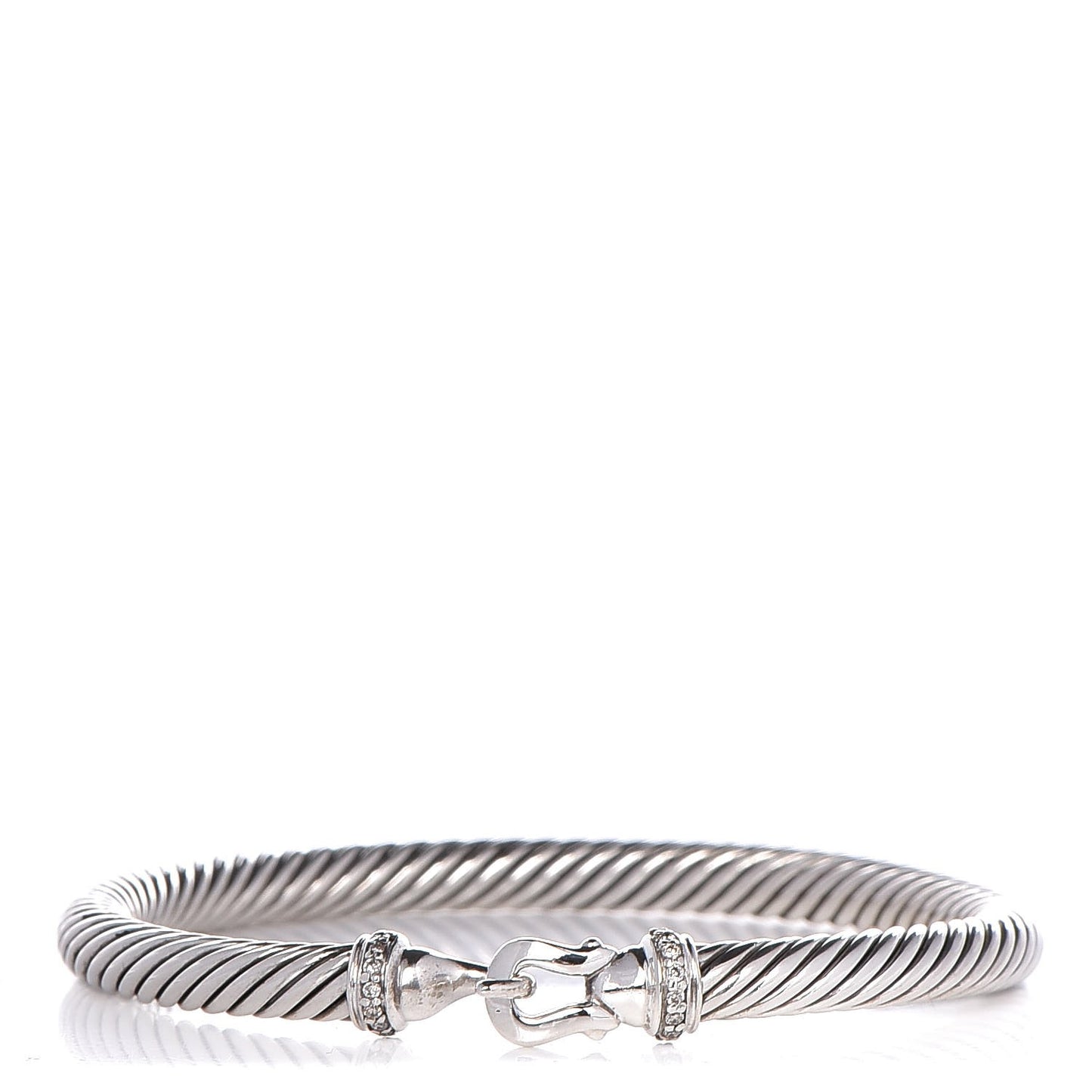 Sterling Silver Diamond 5mm Cable Buckle Bracelet