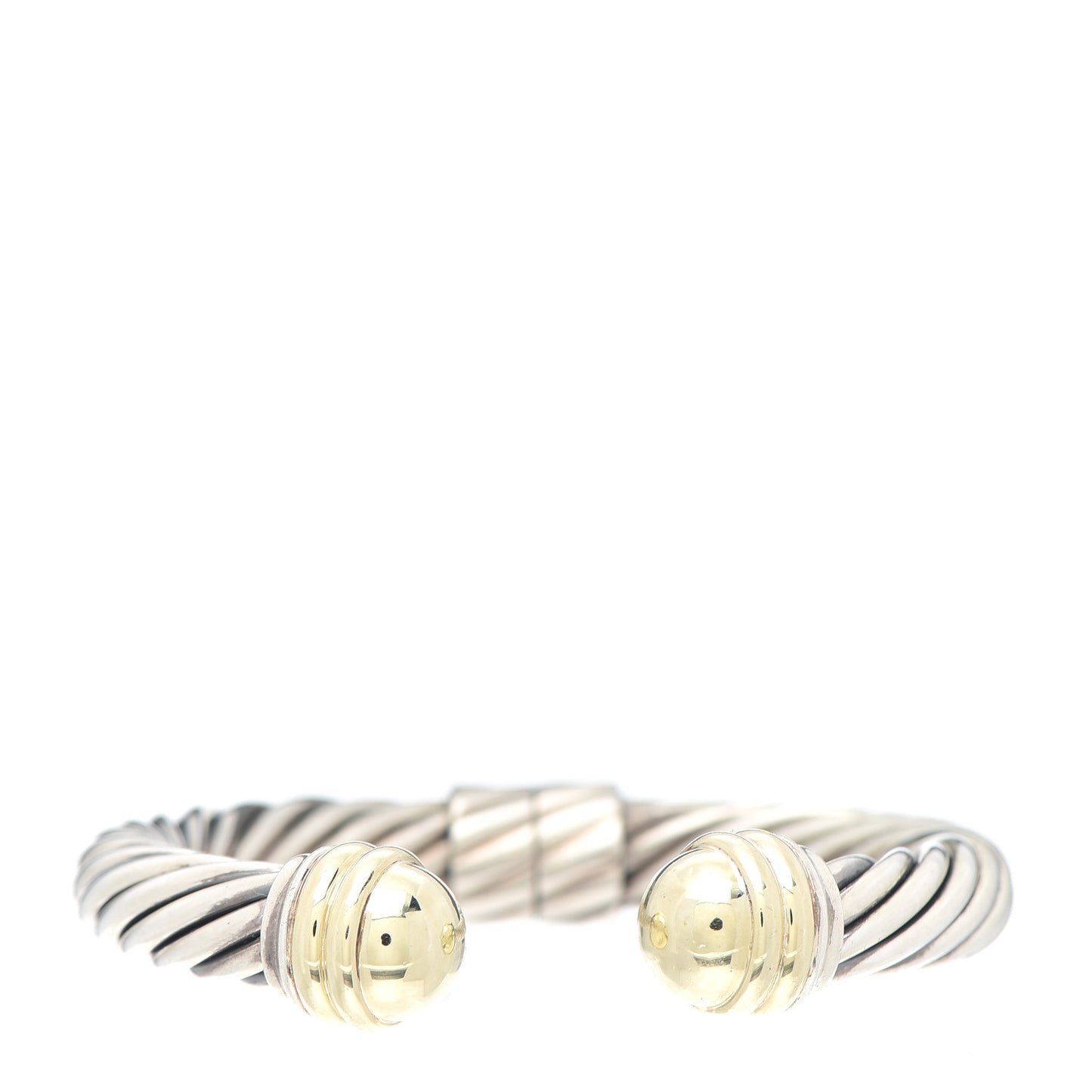 Sterling Silver 14K Yellow Gold 10mm Cable Classics Bracelet