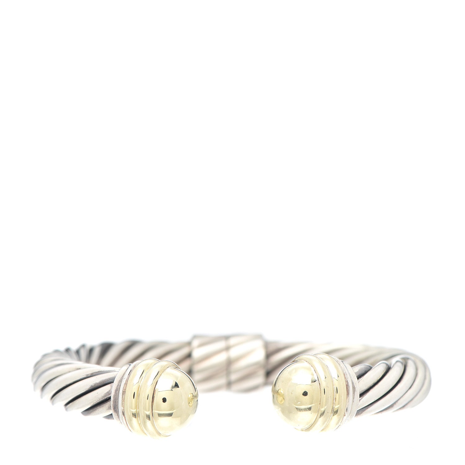 David Yurman Sterling Silver 14K Yellow Gold 10mm Cable Classics Bracelet 1 of 6