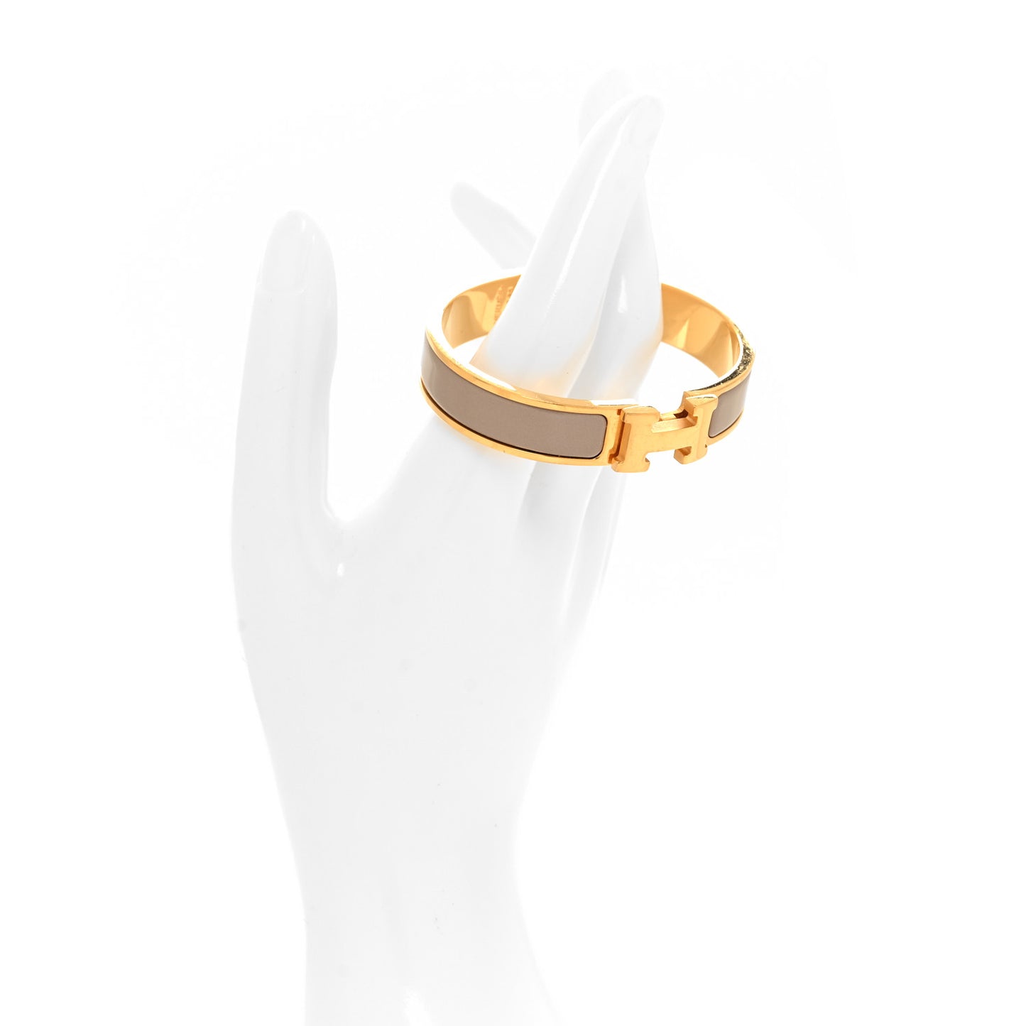 Enamel Narrow Clic Clac H Bracelet GM Marron Glace