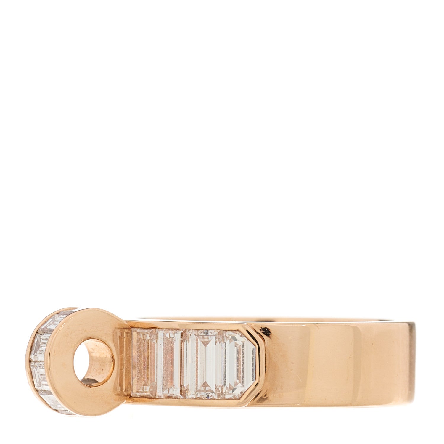 Hermes 18K Rose Gold Diamond PM Kellymorphose Baguettes Ring 51 5.75 3 of 7