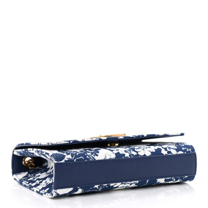 Saint Laurent Canvas Small Monogram Hibiscus Print Kate Satchel Blue 6 of 19