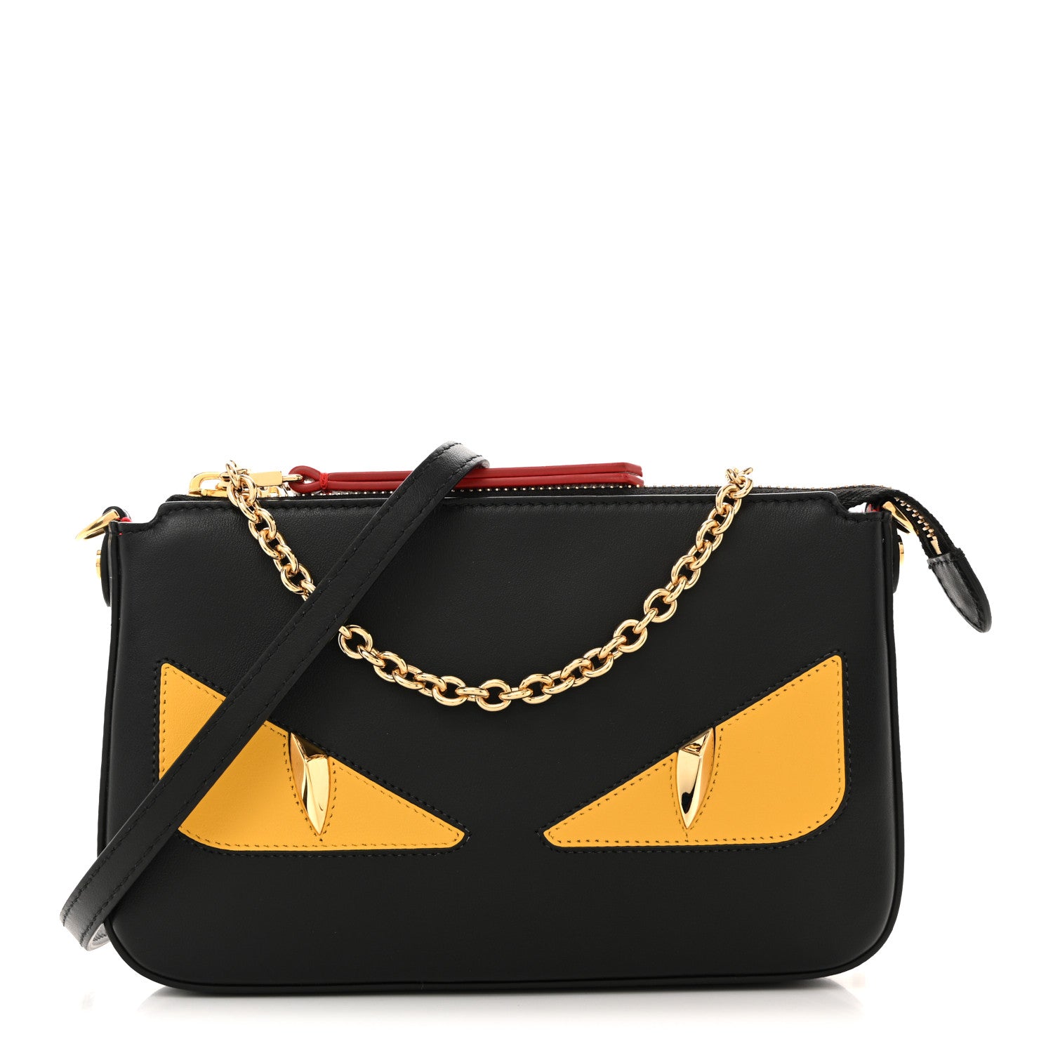 Fendi Vitello Dolce Elite Monster Eyes Bi-Color Baguette Pouch