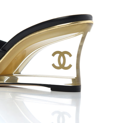 Chanel Lambskin Lucite CC Wedge Mules 35.5 Black 11 of 12