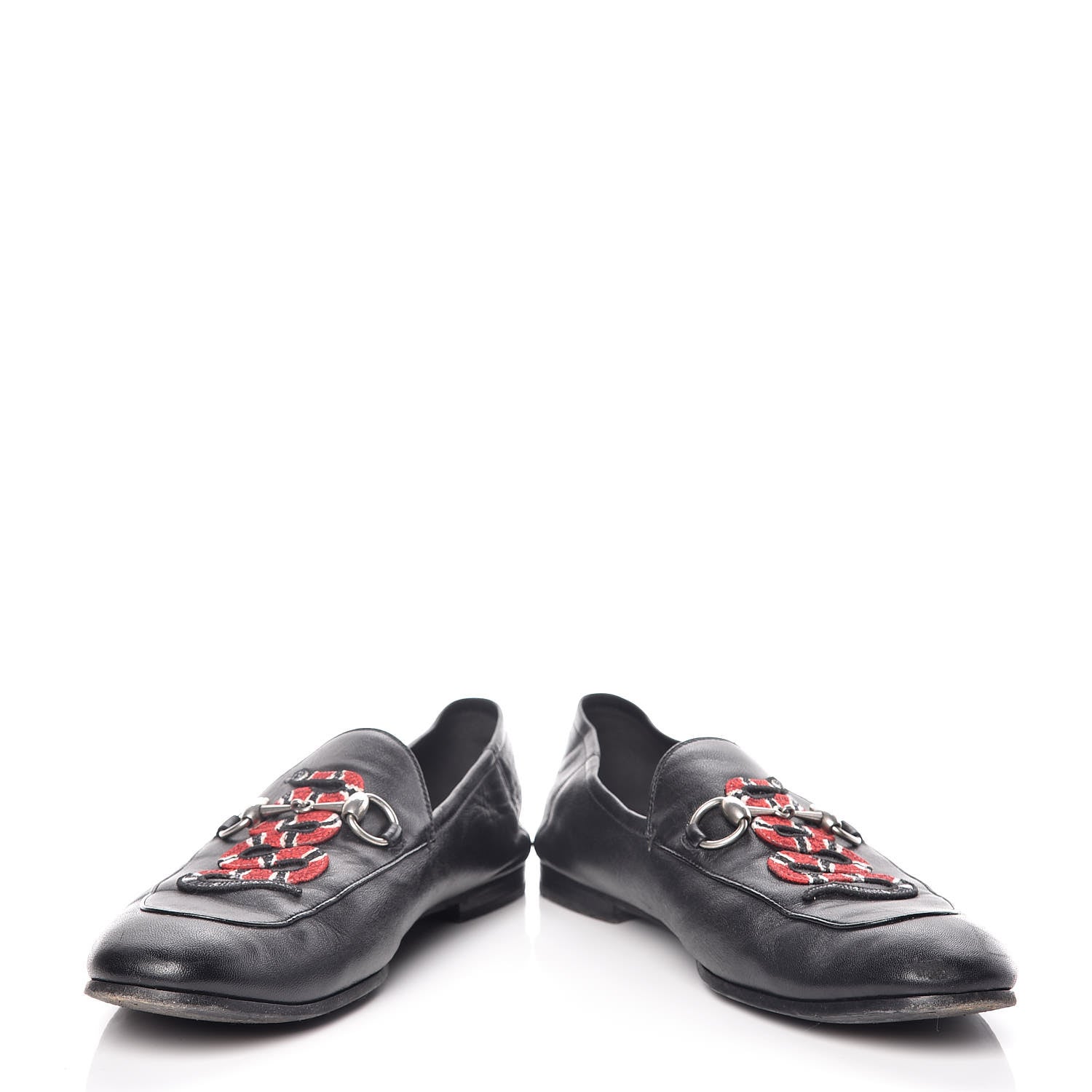 Gucci Lambskin Kingsnake Embroidered Mens Brixton Horsebit Loafers 11 Black 5 of 20