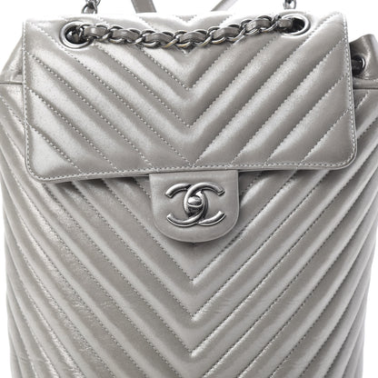 Chanel Metallic Calfskin Chevron Quilted Urban Spirit Backpack Silver 7 of 11
