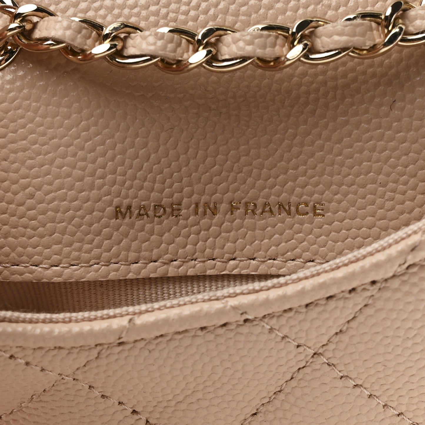Caviar Quilted Mini Chain Belt Bag Light Beige