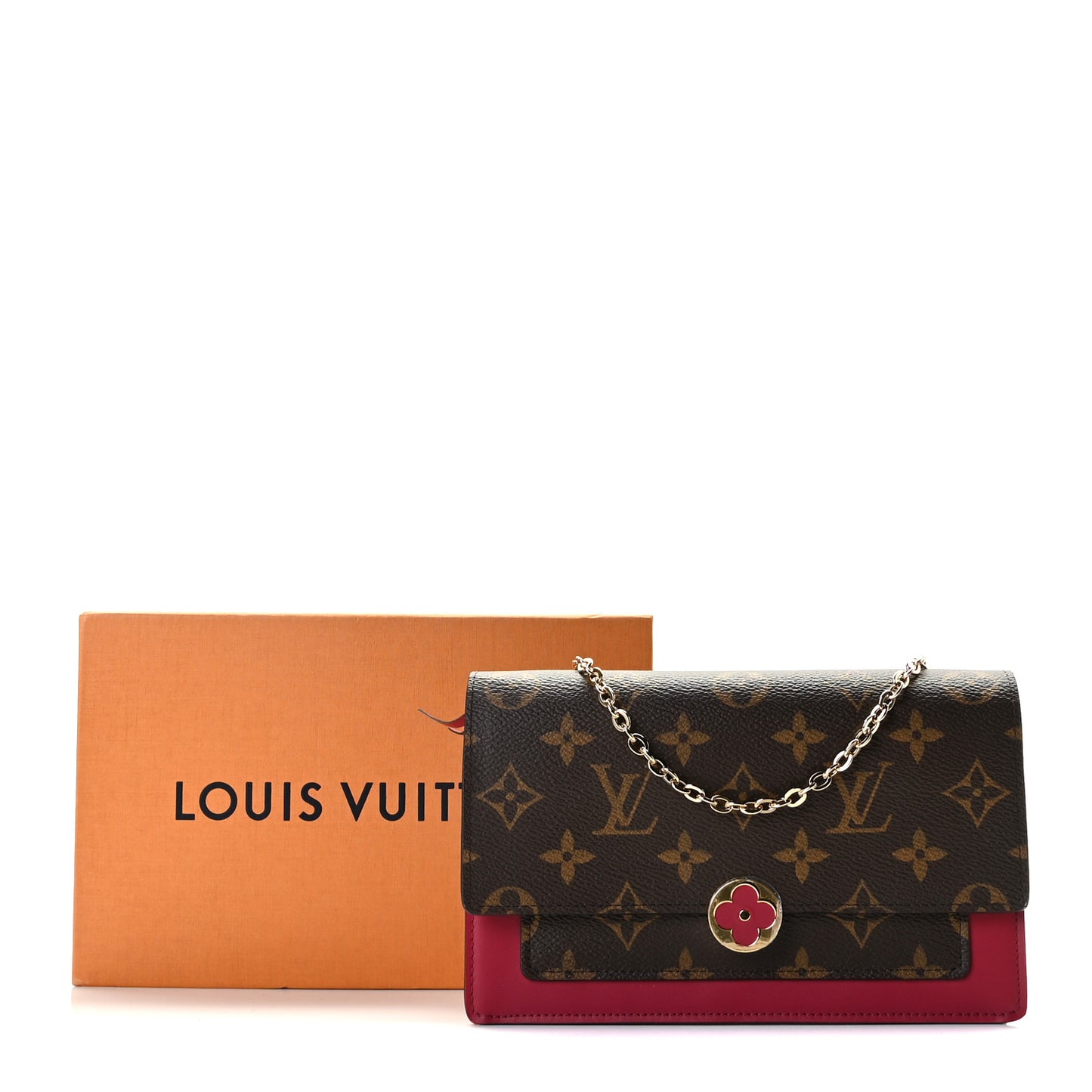 Monogram Flore Chain Wallet Fuchsia