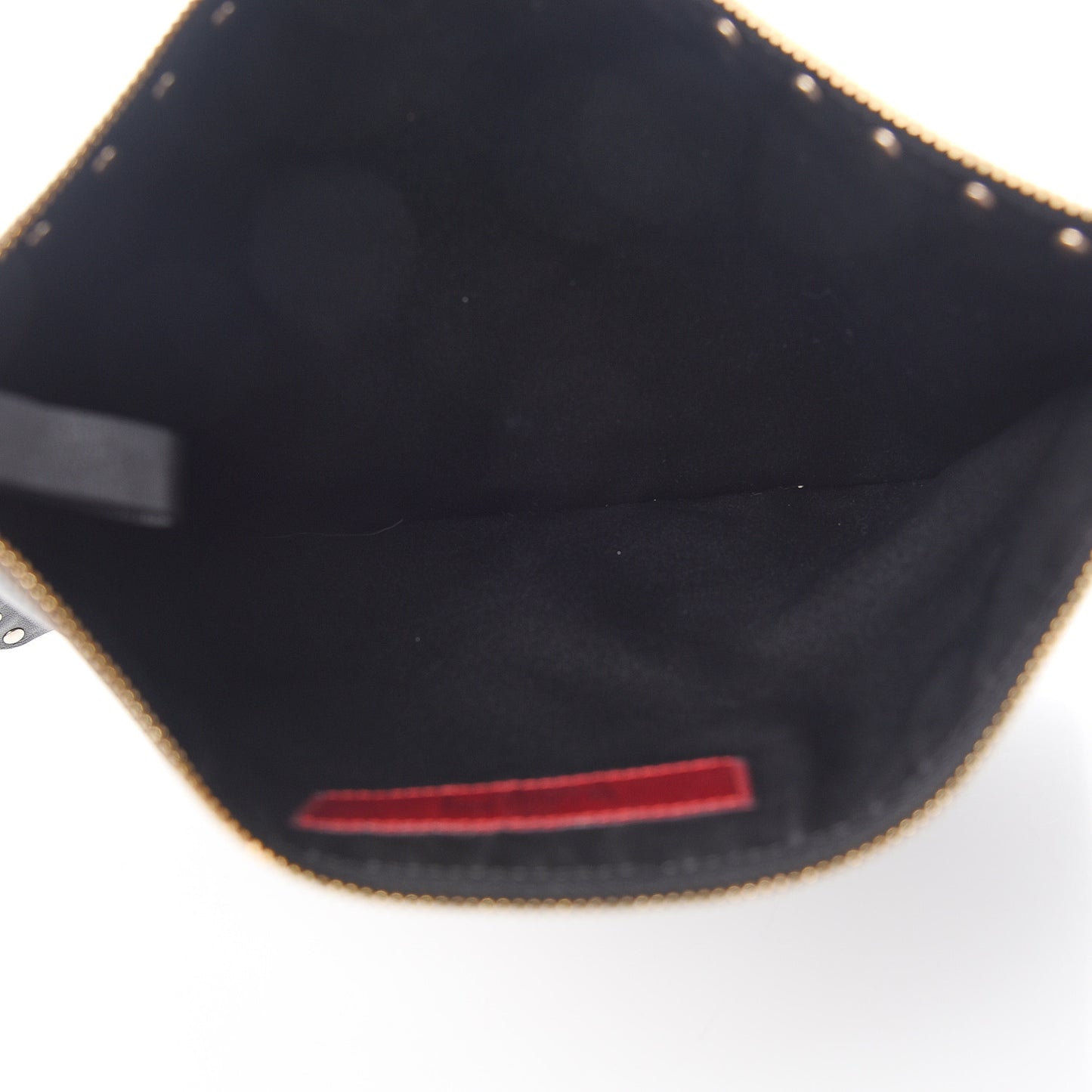 Vitello Large Rockstud Zip Pouch Black