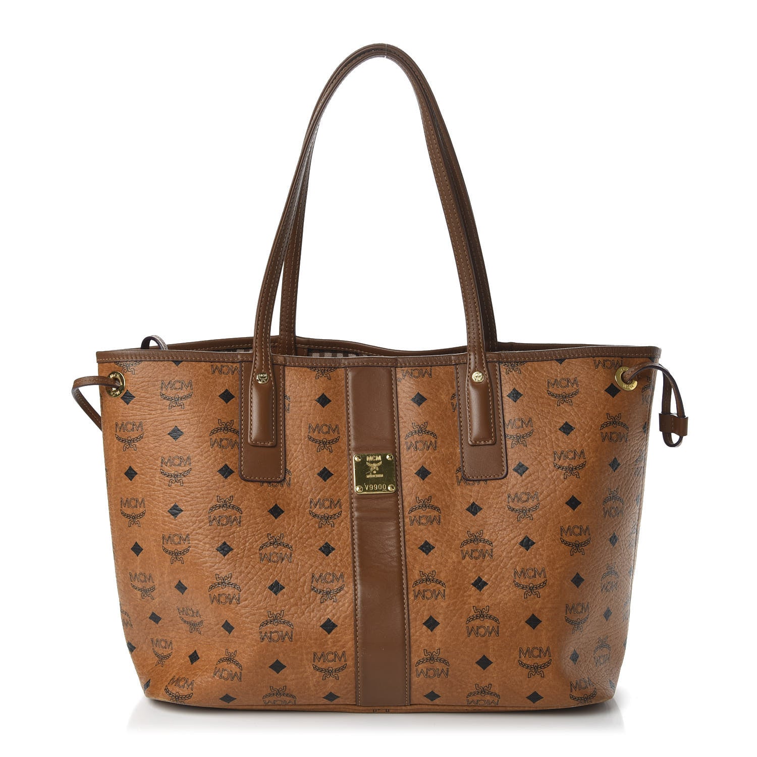 MCM Visetos Medium Liz Reversible Shopper Tote Cognac 1 of 15