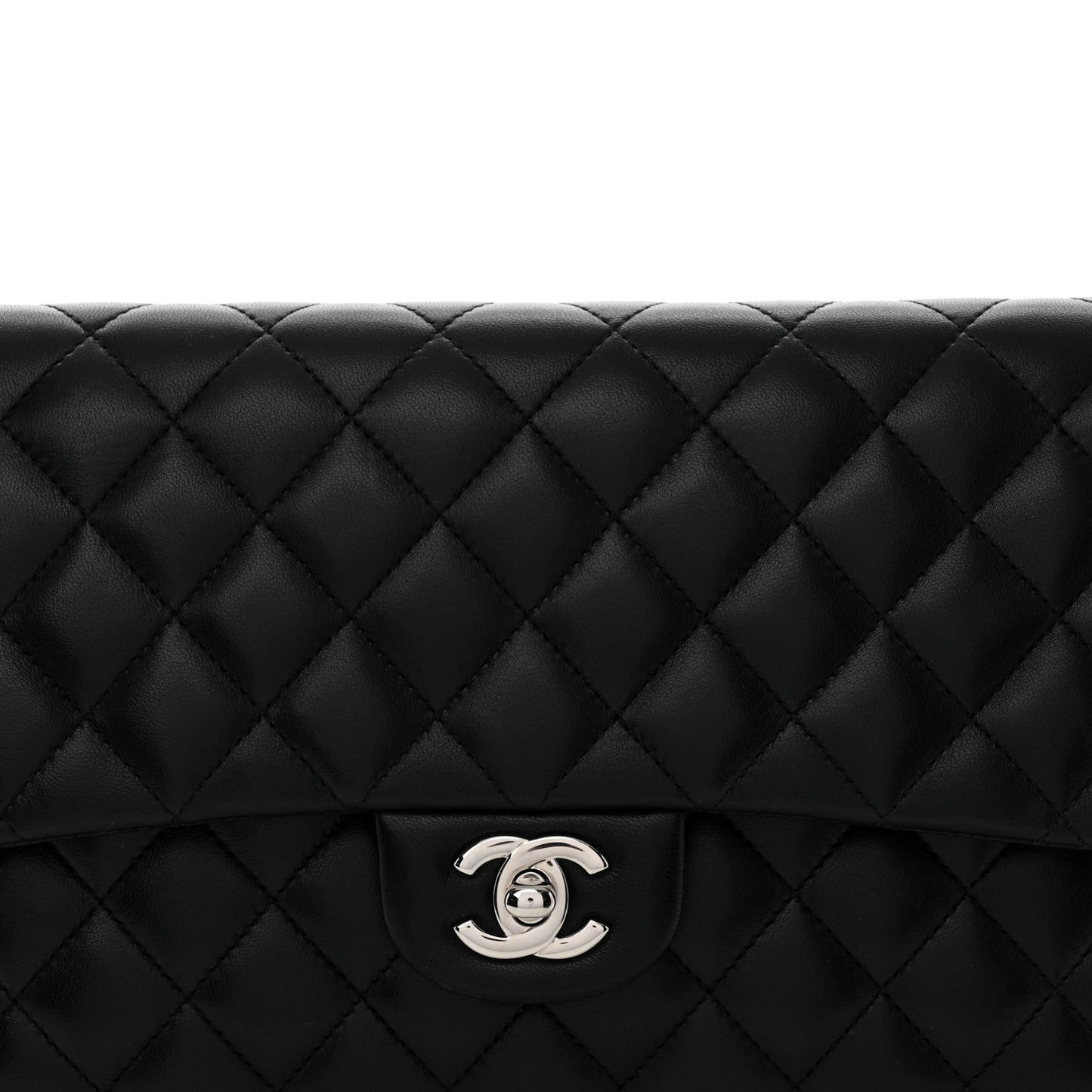 Lambskin Quilted Flap Clutch Black