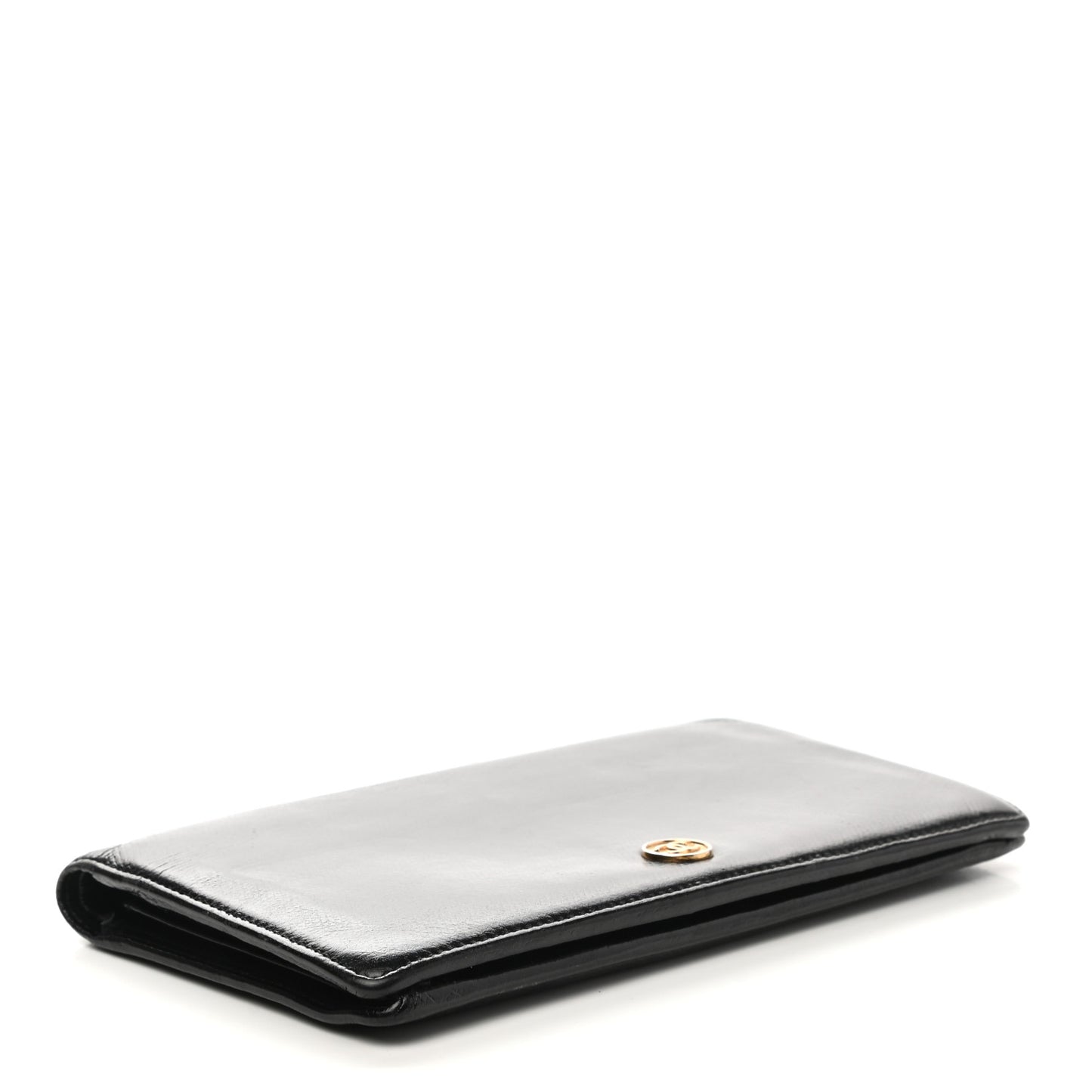 Grained Calfskin CC Button Yen Wallet Black