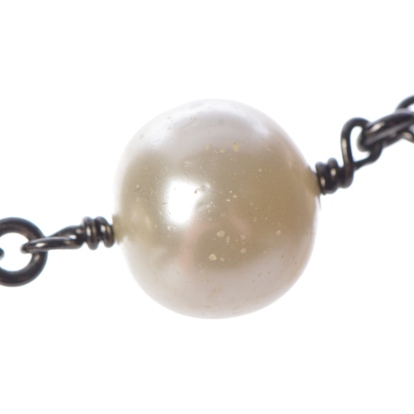 Ruthenium Enamel Graduated Baroque Pearl CC Long Necklace