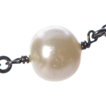 Chanel Ruthenium Enamel Graduated Baroque Pearl CC Long Necklace 8 of 11
