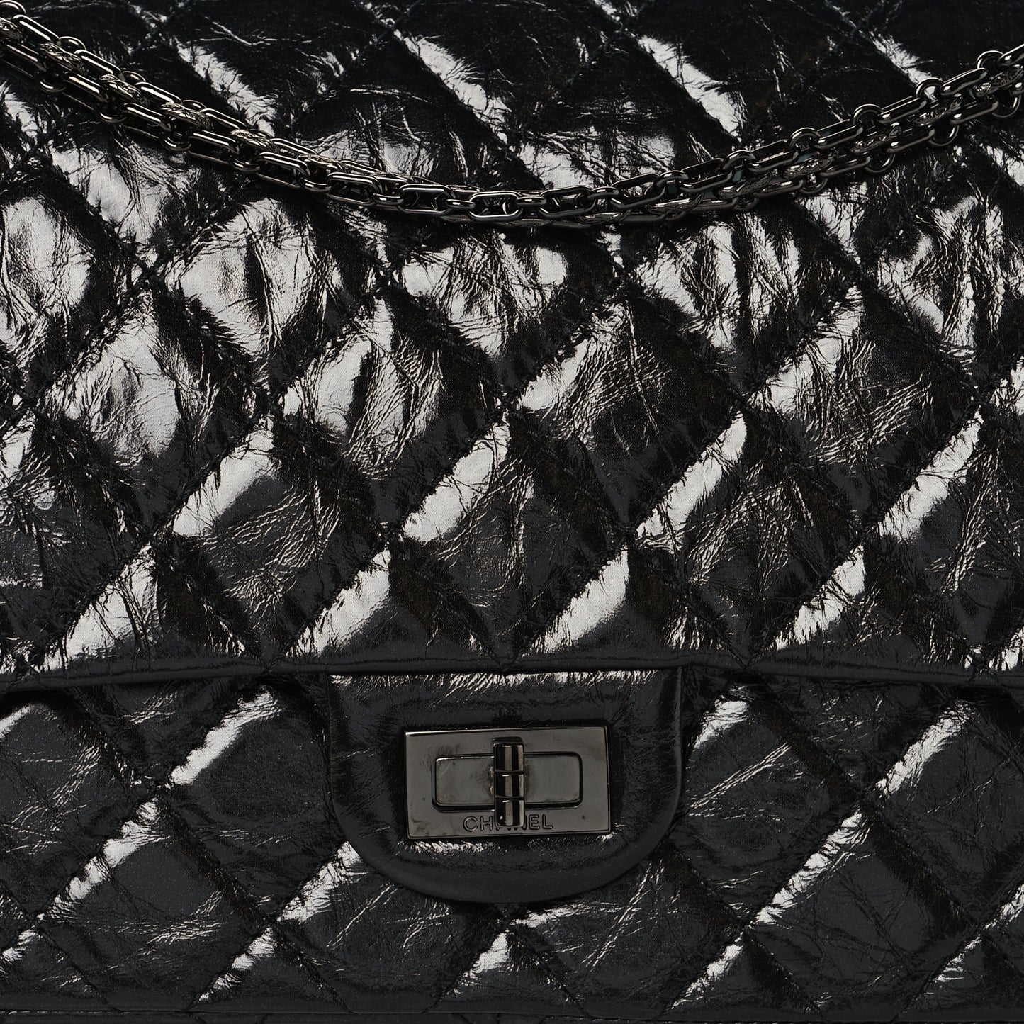 Glazed Calfskin Quilted 2.55 Reissue 226 Flap So Black
